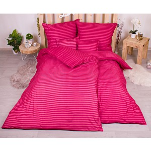 Sedmidílná sada hebkého povlečení s pruhovaným vzorem 140x200+70x90 Červená