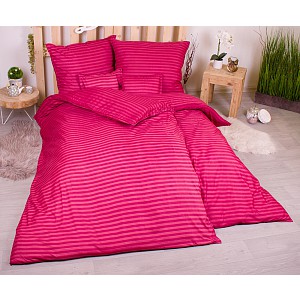 Sedmidílná sada hebkého povlečení s pruhovaným vzorem 140x200+70x90 Červená