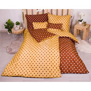 Sedmidílná sada hebkého povlečení s jemnými puntíky 140x200+70x90 Dark Brown & Beige