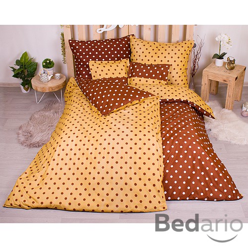 Sedmidílná sada hebkého povlečení s jemnými puntíky 140x200+70x90 Dark Brown & Beige
