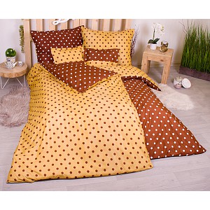 Sedmidílná sada hebkého povlečení s jemnými puntíky 140x200+70x90 Dark Brown & Beige