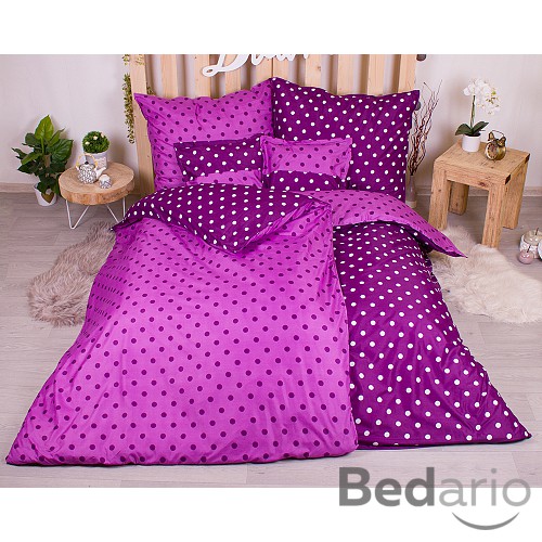 Sedmidílná sada hebkého povlečení s jemnými puntíky 140x200+70x90 Purple
