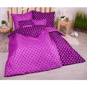 Sedmidílná sada hebkého povlečení s jemnými puntíky 140x200+70x90 Purple