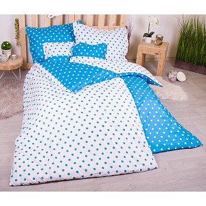 Sedmidílná sada hebkého povlečení s jemnými puntíky 140x200+70x90 Light Blue & White