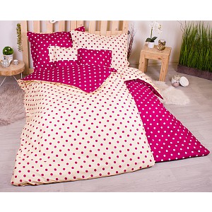 Sedmidílná sada hebkého povlečení s jemnými puntíky 140x200+70x90 Red & Beige