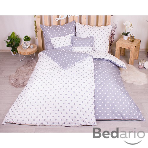 Sedmidílná sada hebkého povlečení s jemnými puntíky 140x200+70x90 Grey & White ES