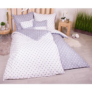 Sedmidílná sada hebkého povlečení s jemnými puntíky 140x200+70x90 Grey & White ES