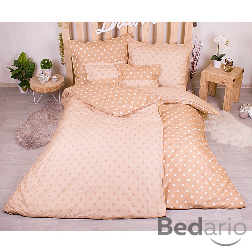 Sedmidílná sada hebkého povlečení s jemnými puntíky 140x200+70x90 Light Brown