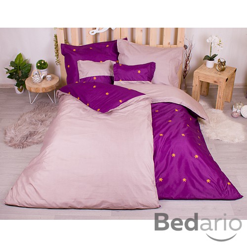 Sedmidílná sada hebkého povlečení 140x200+70x90 Purple and Cannabis Leaves