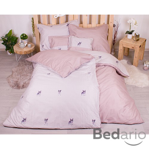 Sedmidílná sada hebkého jednobarevného povlečení 140x200+70x90 Cream and Lovely Bulldog