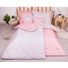 Sedmidílná sada hebkého jednobarevného povlečení 140x200+70x90 Pink and BW feather