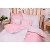 Sedmidílná sada hebkého jednobarevného povlečení 140x200+70x90 Pink and BW feather