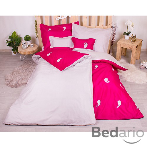 Sedmidílná sada hebkého povlečení 140x200+70x90 Dark Pink and Siren