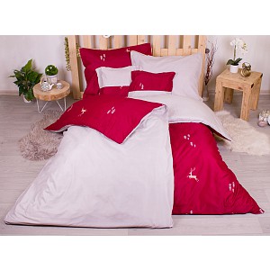 Sedmidílná sada hebkého jednobarevného povlečení 140x200+70x90 Red and Deer Forest