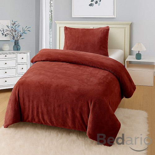 Jednobarevné mikroplyšové povlečení Premium 140x200+70x90 Světle Hnědá