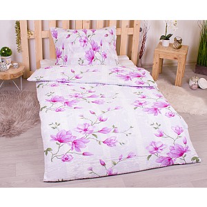 Krepové povlečení 140x200+70x90 Lilie fialové