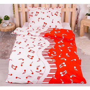Bavlněné povlečení 140x200+70x90 Piano červené
