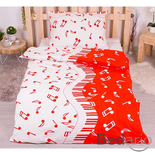 Bavlněné povlečení 140x200+70x90 Piano červené
