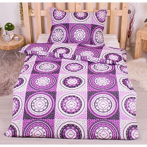 Bavlněné povlečení economy 140x200+70x90 Magické kruhy fialové
