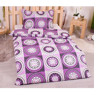 Bavlněné povlečení economy 140x200+70x90 Magické kruhy fialové