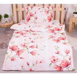 Krepové povlečení 140x200+70x90 lilie lososové