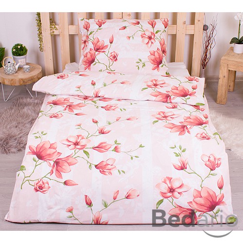 Krepové povlečení 140x200+70x90 lilie lososové