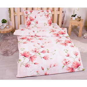 Krepové povlečení 140x200+70x90 lilie lososové