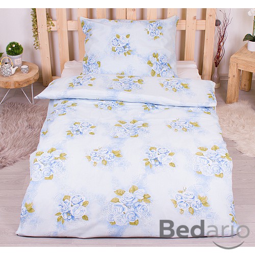 Bavlněné povlečení 140x200+70x90 Modrá růže