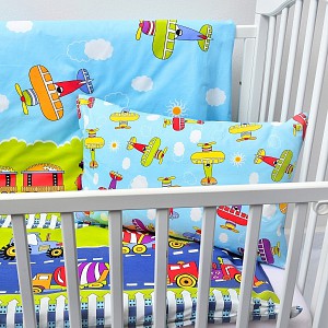 Dětské bavlněné povlečení 100x135+40x60 - Letadýlka