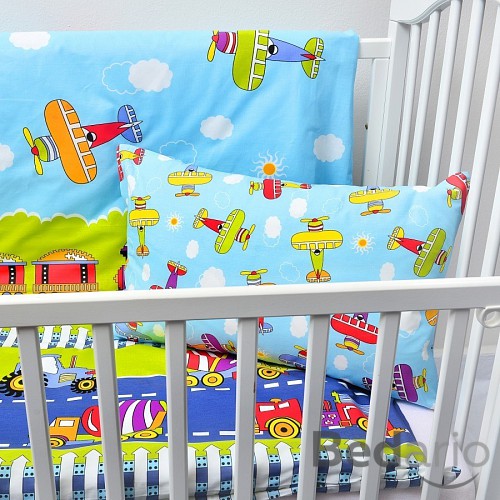 Dětské bavlněné povlečení 100x135+40x60 - Letadýlka