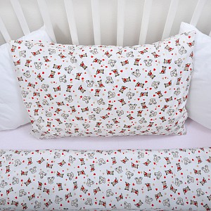 Dětské bavlněné povlečení 90x135+40x60 - Medvídek se srdíčky bílý