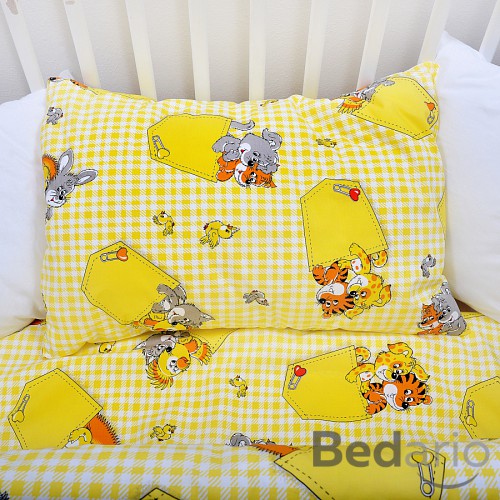 Dětské bavlněné povlečení 90x135+40x60 - Kapsička žlutá