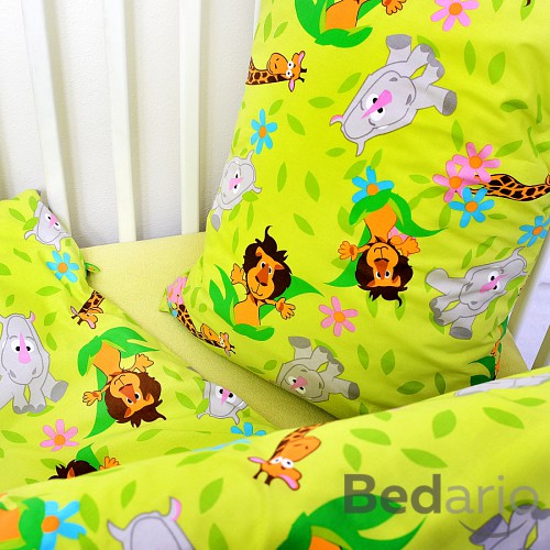 Dětské krepové povlečení 90x135+40x60 - Safari zelené