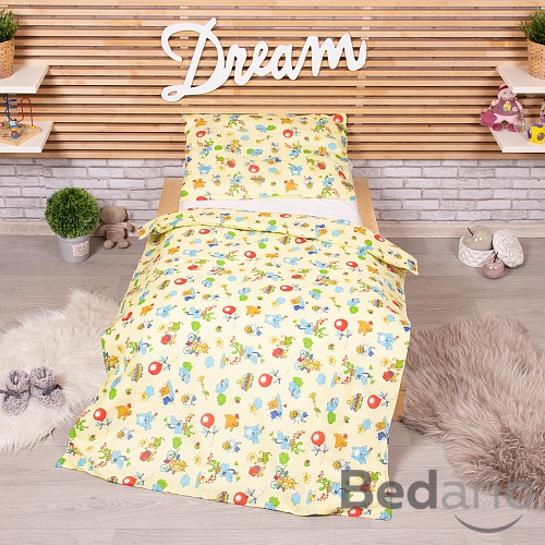 Dětské bavlněné povlečení 90x135+45x65 - Balónky žluté