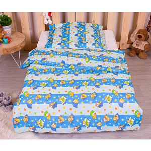 Dětské bavlněné povlečení 90x135+45x65 - Hvězdičky se zvířátky modré