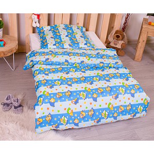 Dětské bavlněné povlečení 90x135+45x65 - Hvězdičky se zvířátky modré