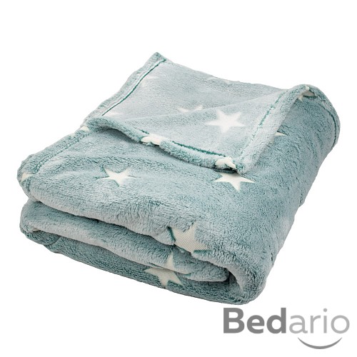 Mikroflanelová deka Premium 150x200 - Shining Stars - světle zelená - ve tmě svítí