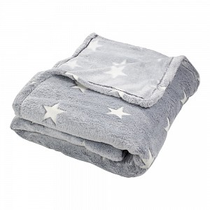 Mikroflanelová deka Premium 150x200 - Shining Stars světle šedá - ve tmě svítí