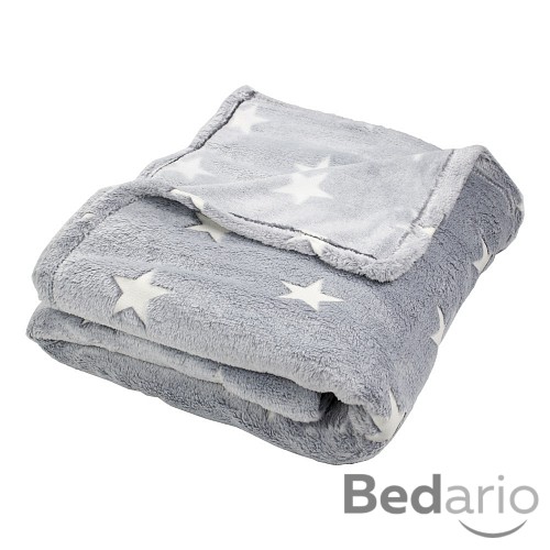 Mikroflanelová deka Premium 150x200 - Shining Stars světle šedá - ve tmě svítí