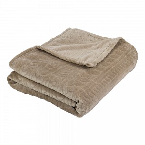 Mikroflanelová deka Premium s jemným vzorem 150x200 - Světle hnědá