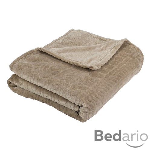 Mikroflanelová deka Premium s jemným vzorem 150x200 - Světle hnědá