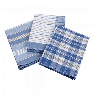 Kuchyňská utěrka Klasik 3 ks různý vzor - modrá