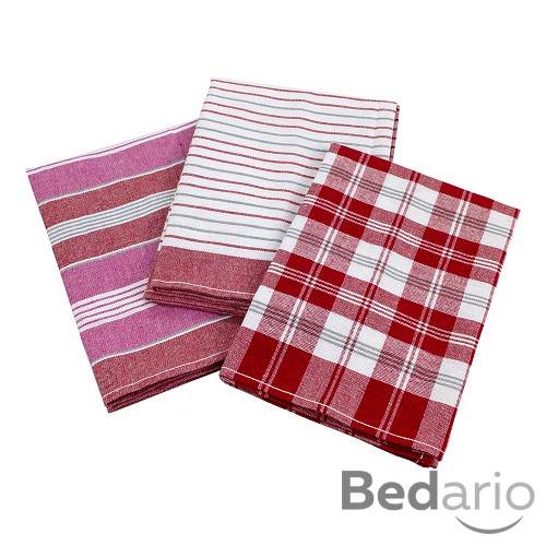 Kuchyňská utěrka Klasik 3 ks různý vzor - červená