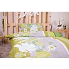 Krepové povlečení PREMIUM 140x200+70x90 Rozkvetlý pruh zelený