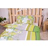 Krepové povlečení PREMIUM 140x200+70x90 Rozkvetlý pruh zelený