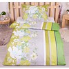 Polybavlna povlečení PREMIUM 140x200+70x90 Rozkvetlý pruh zelený