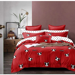Šestidílná sada francouzské povlečení 200x220+2x70x90 Bulldog red