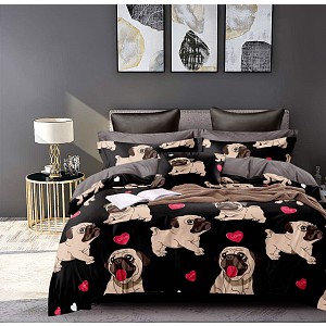 Třídílná sada sada hebkého povlečení 140x200+70x90+40x50 - Lovely Pug