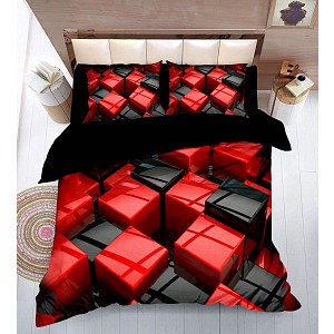 Třídílná sada sada hebkého povlečení 140x200+70x90+40x50 - 3D Cubes