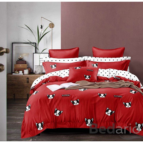 Třídílná sada sada hebkého povlečení 140x200+70x90+40x50 - Bulldog red